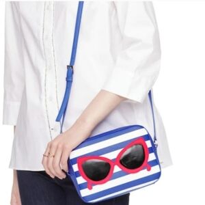 Kate Spade-"Make A Splash Mindy Striped & Sunglasses " Crossbody Bag (Blue 💙)